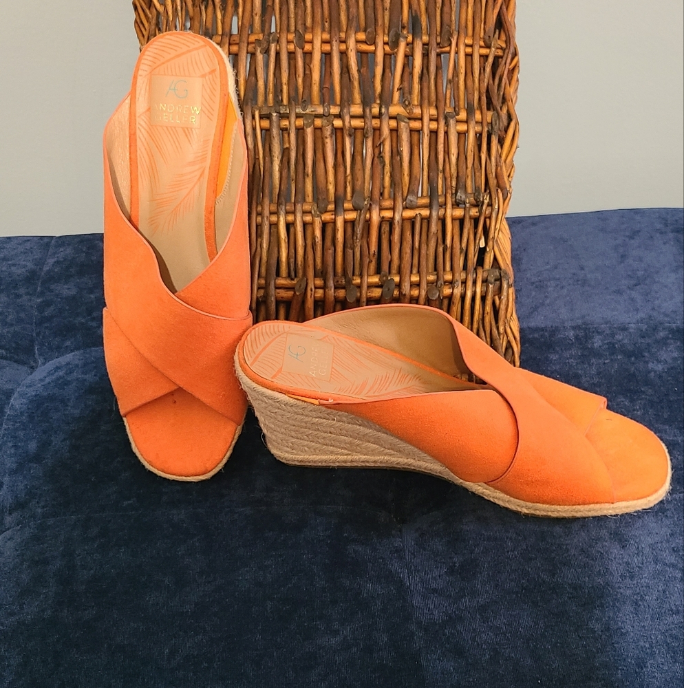 Andrew Geller_Vibrant Orange Wedge Shoes with Comfort and Style
